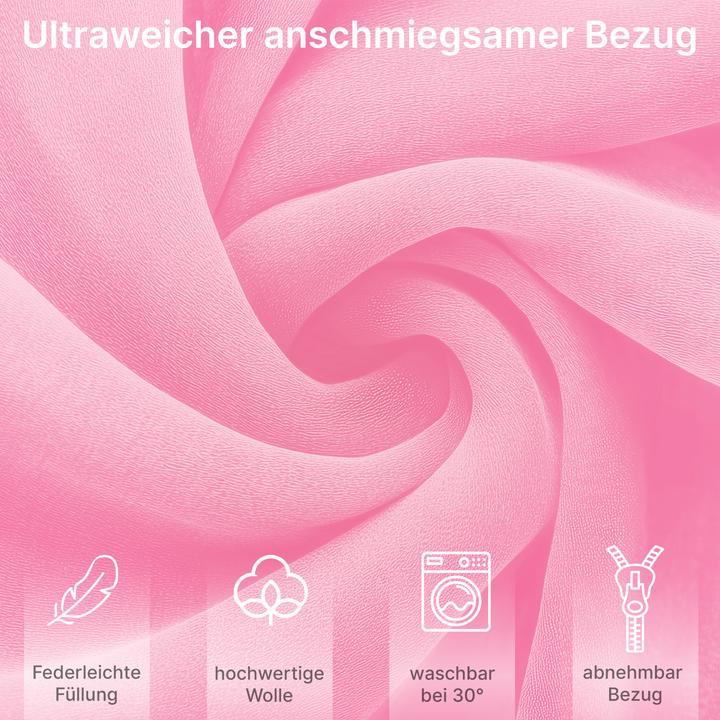 Produktbild Eloneo Seitenschläferkissen mit Bezug, Stillkissen, Schwangerschaftskissen XXL, Rosa (153 x 97 cm)