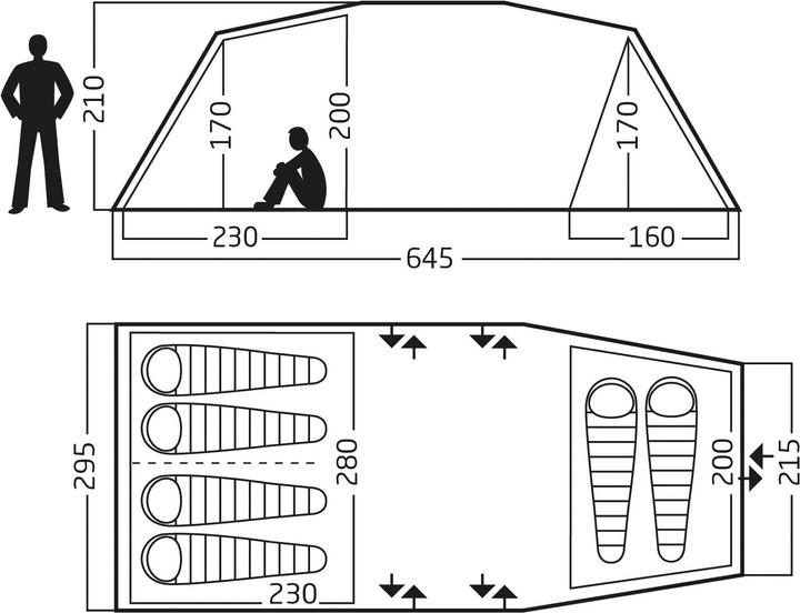 Actual product image Nordisk Reisa 6 PU (Tunnel tent, 17 kg, 6 persons)