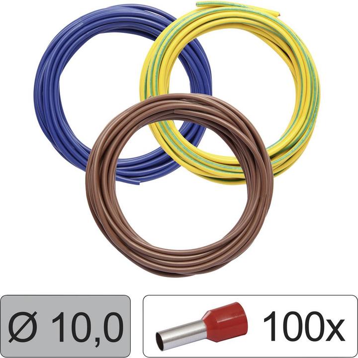 Immagine prodotto Quadrios 25CW127 Einzelader LiFY 10 mm² Blau, Braun, Gelb-Grün 1 Set (9 m)