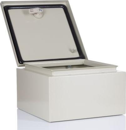 Produktbild RS PRO Stahl Wandgehäuse RAL 7032 IP66, HxBxT 250 mm x 250 mm x 150mm (Gehäuse)