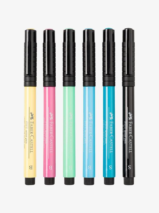 Immagine prodotto Faber-Castell Pitt ArtistPen Handlettering (Blu, Giallo, Verde, Pink, Nero, Turchese, 6 x)