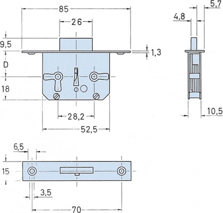 Produktbild Junie 667 Bart-Einsteckschloss, Dornmass 40 mm, Stahl/Stulp Messing