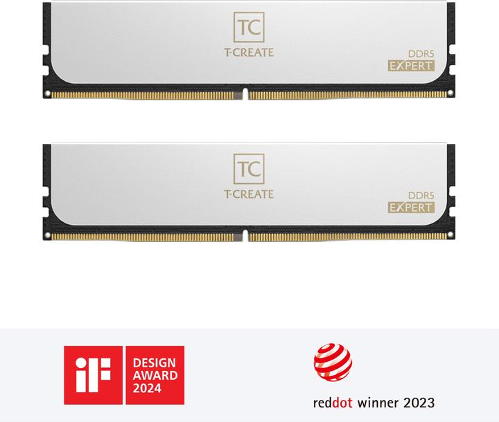 Produktbild Team Group DIMM 48 GB DDR5-6400 2x 24 Dual-Kit weiss CTCWD548G6400HC32ADC01 T-CREATE (2 x 24GB, 6400 MHz, DDR5-RAM, DIMM)