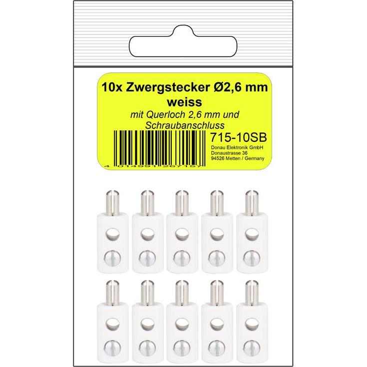 Donau 10 ZWERGSTECKER 2,6mm weiss in SB, Elektronikkabel + Stecker, Weiss