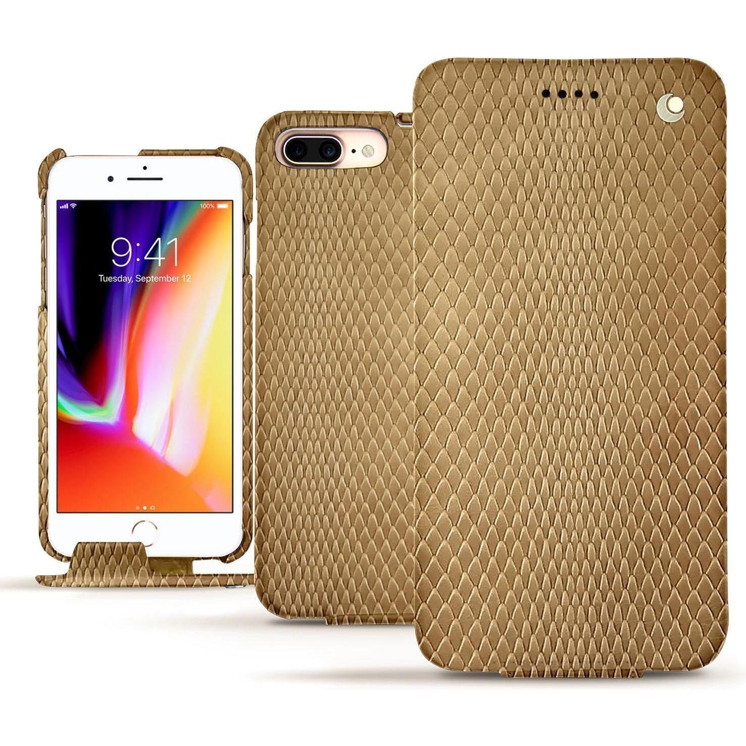 Noreve Lederschutzhülle vertikal (Apple iPhone 8 Plus), Smartphone Hülle, Beige