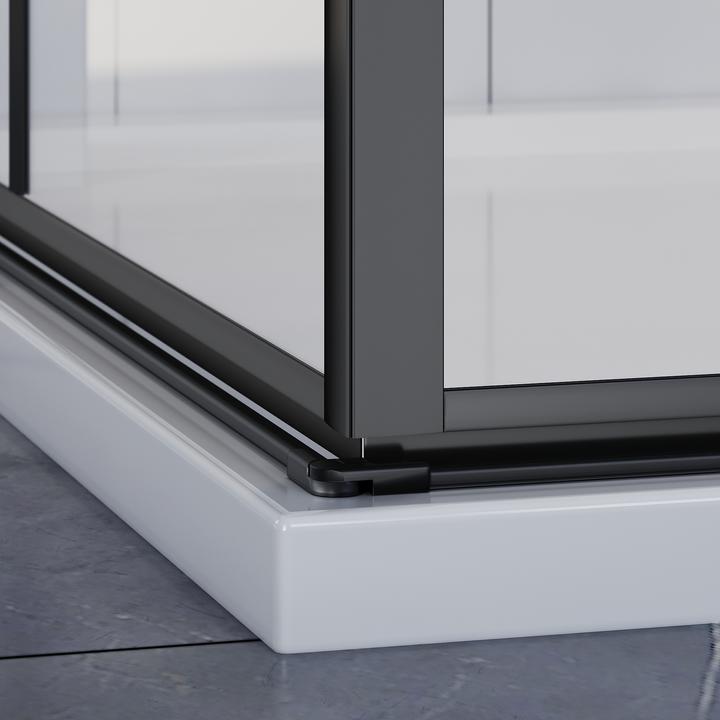 Produktbild SONNI Falttür, Duschabtrennung, Eckeinstieg, Duschkabine, 90 x 100 cm, schwarz, 6 mm, Glas, 180 Grad (100 cm, 90 cm, 195 cm)