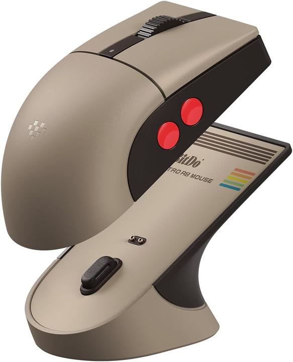 Produktbild 8bitdo - Retro R8 Mouse C64 Edition - Grey (Docking, Kabelgebunden, Kabellos)