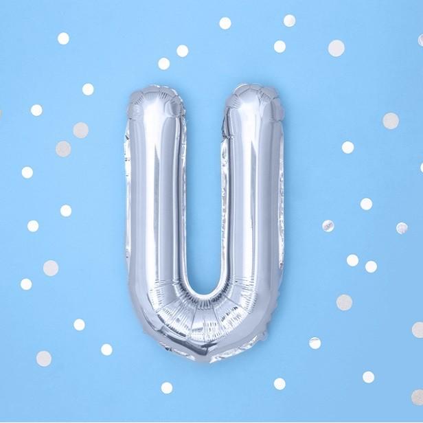 Thumbnail - Partydeco Ballon Brief "U" in Silber