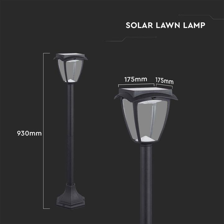Produktbild V-TAC VT984 2W LEDSolarständer Lawn Black Body 3000K6000K IP44 (110 lm, IP65)