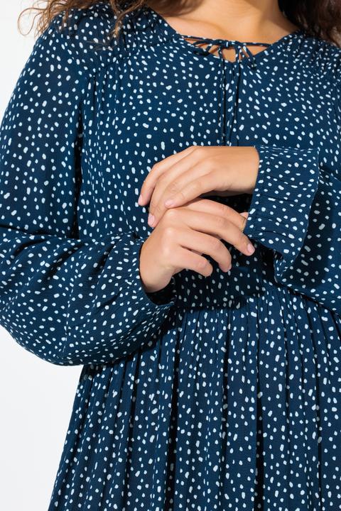 Produktbild Ulla Popken Midikleid, Pünktchen, A-Linie, V-Ausschnitt, Langarm (56)