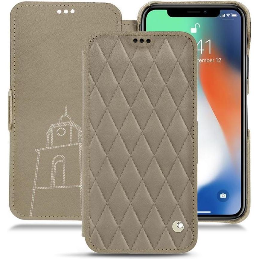 Noreve Lederschutzhülle horizontal (Apple iPhone XS Max), Smartphone Hülle, Beige