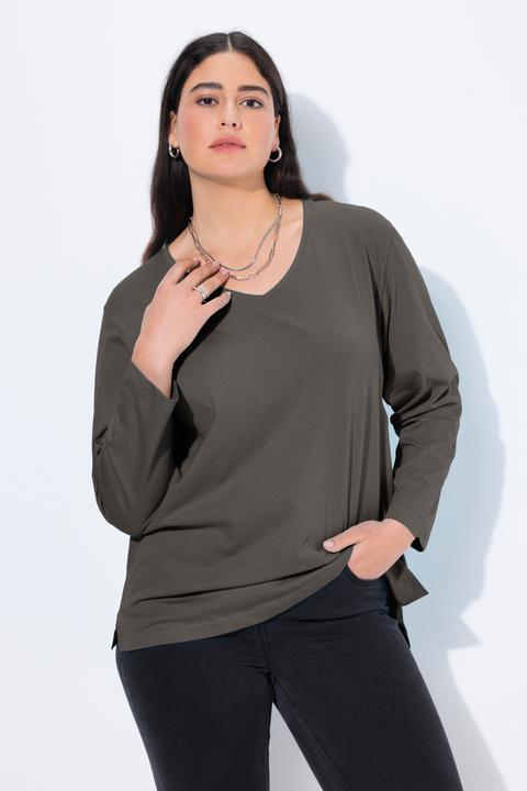 Actual product image Ulla Popken Back To Basics V-Neck Relaxed Fit Cotton Tee (62)