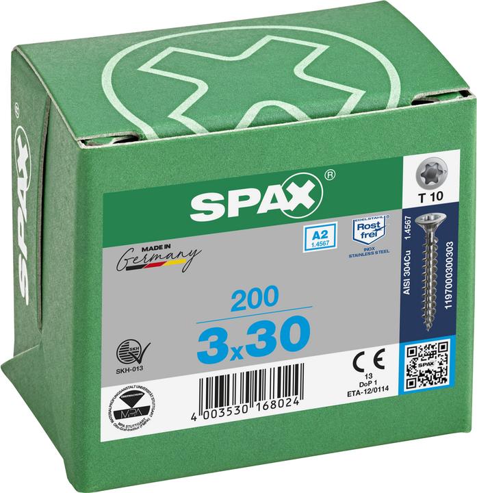 Actual product image Spax A2 Countersunk Head Brake Pads T-Star Plus T10 Fully Threaded (200 Screws per piece)