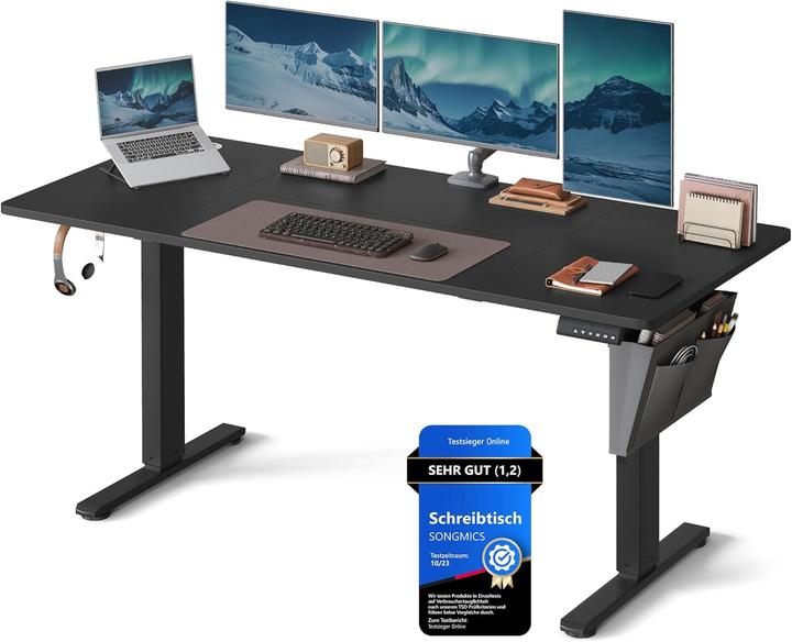 Songmics Elektrischer Schreibtisch 160x70 schwarz Metall