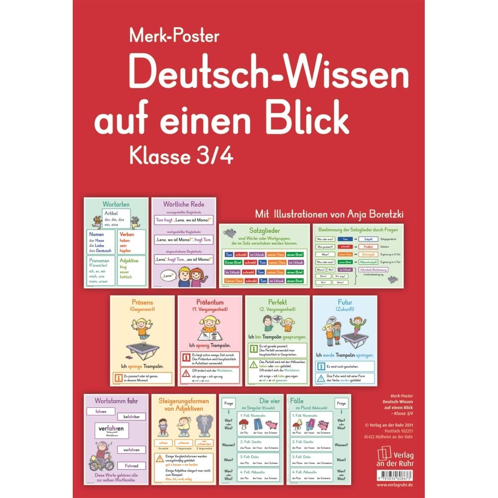 Thumbnail - Deutsch-Wissen auf einen Blick. 3./4. SJ. Merk-Poster, Schulbücher von Redaktionsteam Verlag An Der Ruhr