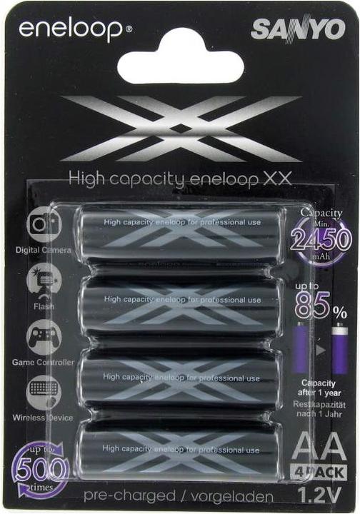 Image du produit AccuCell 4x Sanyo Eneloop XX HR-3UWX 2500mA, chargeur rapide écran LCD (4 pcs, AA, 3000 mAh, Piles rechargeables + chargeur)
