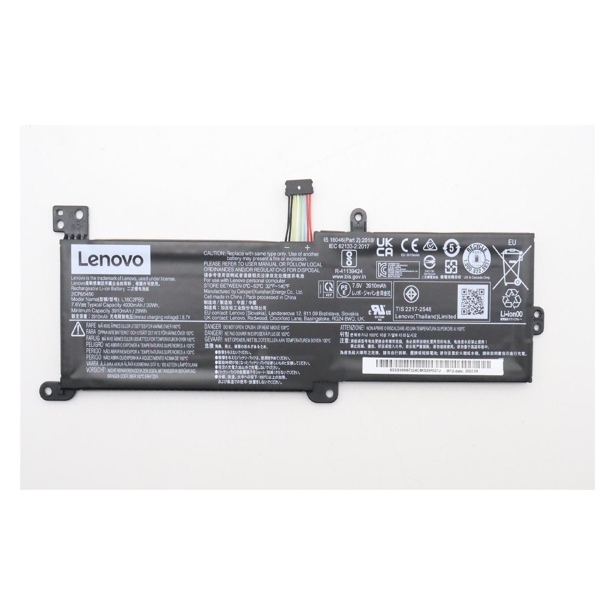 Lenovo 320 CP/C L16C2PB2 7.6V30Wh2cell bty (2 Zellen, 4030 mAh), Notebook Akku, Schwarz