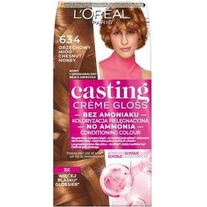 L'Oréal Paris, Tinta, L'OREAL Casting Creme Gloss farba do włosów 634 Orzechowy Miód (634 Orzechowy Miód)