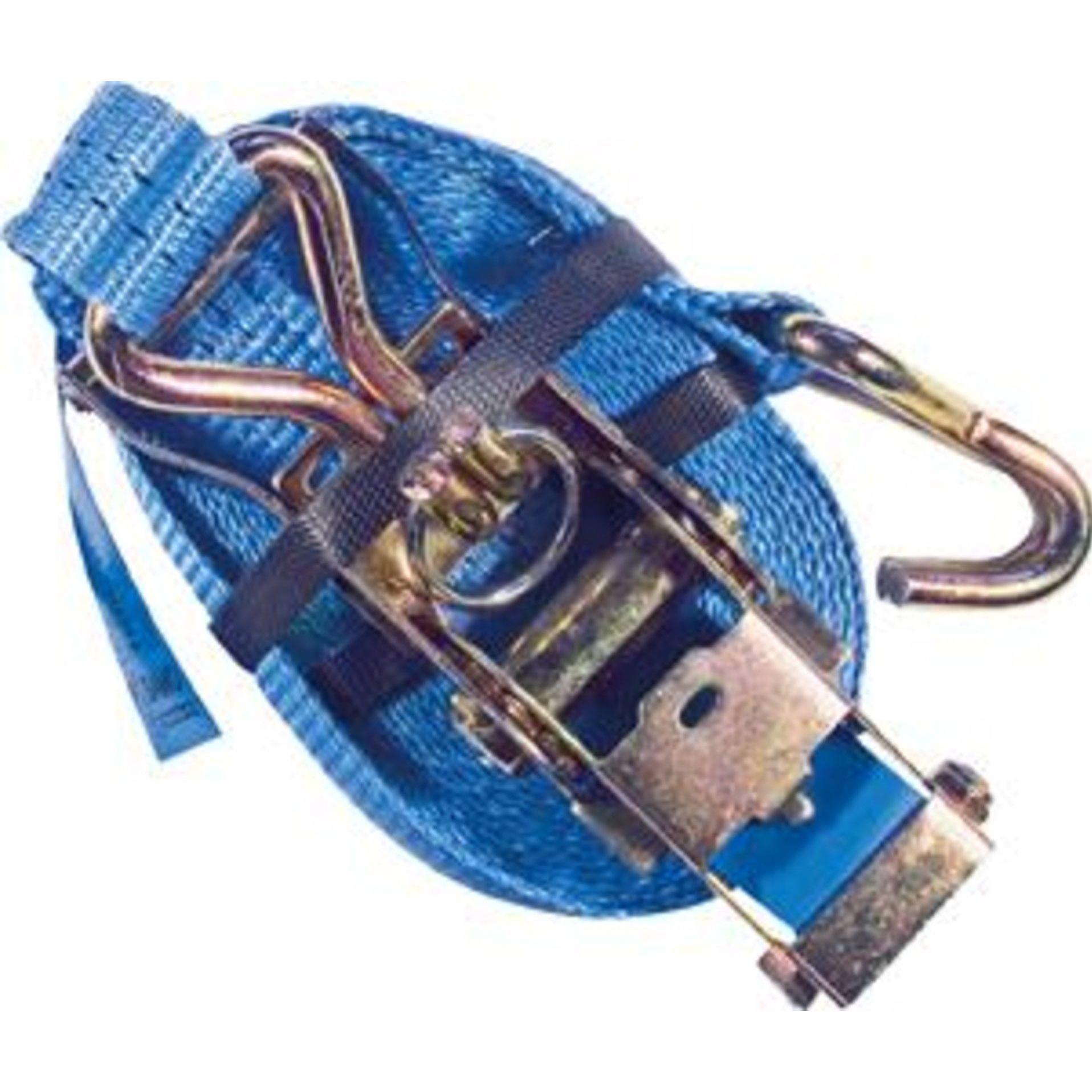 Magni Blu Cinghia + Ausili Di Fissaggio, Cinghia Di Ancoraggio Con Cricchetto E Gancio 3,5X800cm