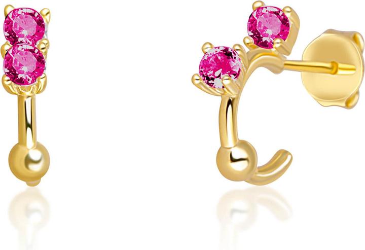 Image du produit JVD Boucles d'oreilles en or plaqué avec anneaux en argent et zircons fuchsia SVLE0701XH2GR00