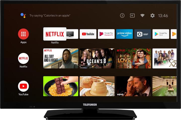 Telefunken XH24AN550MV Téléviseur 24 pouces/Android Smart TV (HD Ready, HDR, triple tuner, 12 volts, Blu-ray) (24", LED, HD, FR)