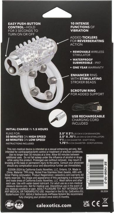 Productafbeelding CalExotics Maximus penisring met vibrerende kralen (5 cm)