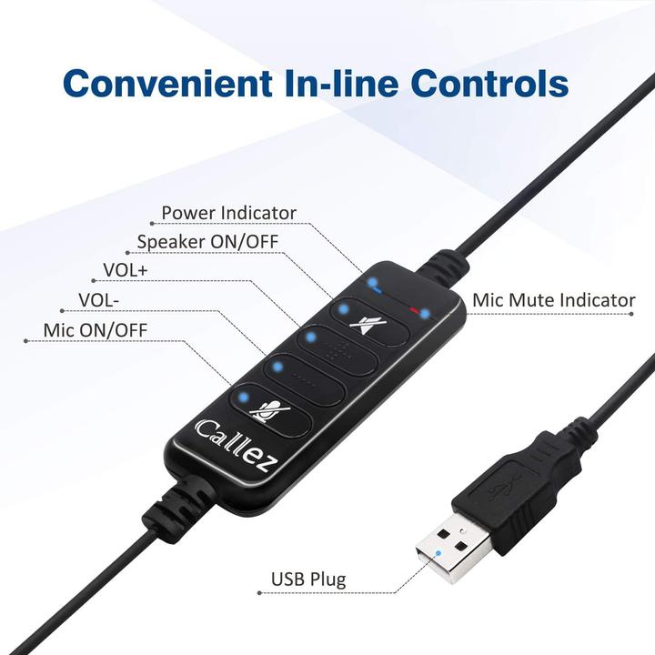 Actual product image Callez USB Headset with Microphone (Black) (Cable, USB-A, Skype)