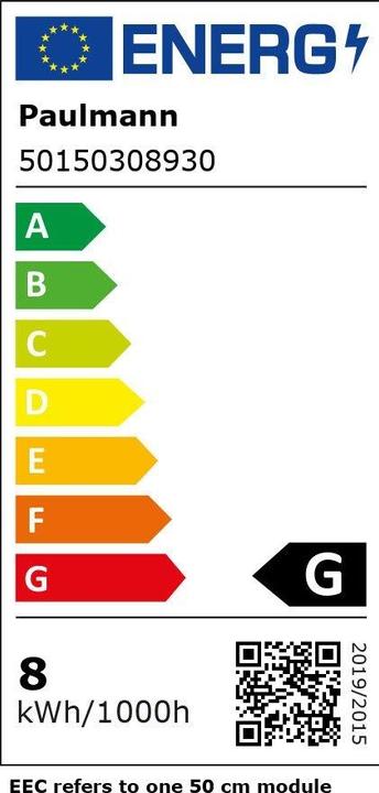 Energielabel Paulmann PAUL LED stripverlichting (Warm wit, 500 cm, Interieur)
