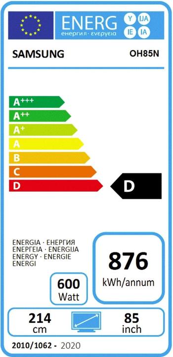 Energie-Label Samsung OH85N-SL (3840 x 2160 Pixel, 84.35")