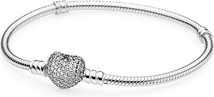 Actual product image Pandora Bracelet with heart clasp (20 cm, Silver)