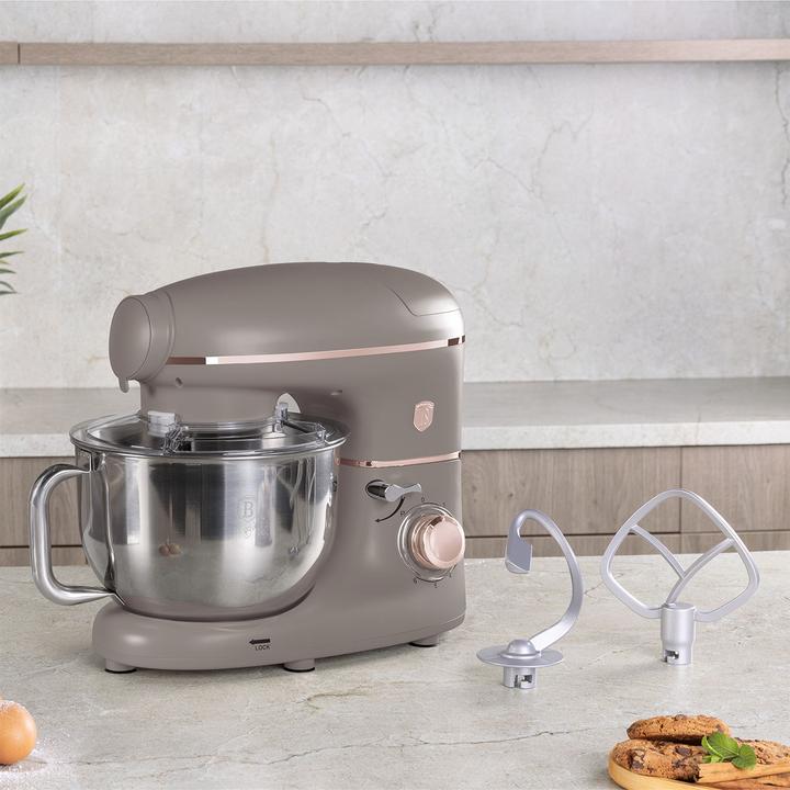 Produktbild BerlingerHaus Design Küchenmaschine inkl. Fleischwolf & 3 Pasta-Aufsätze, 1500W, taupe (5.50 l, 1500 W)
