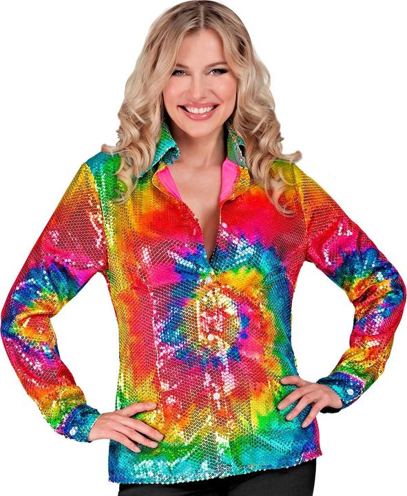 Actual product image Widmann Sequin blouse in tie dye pattern Rainbow (XXL)