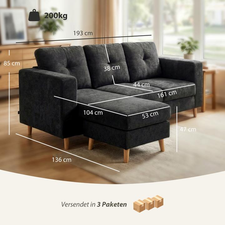 Produktbild Homcom Ecksofa mit abnehmbarem Bezug (Ecksofa)