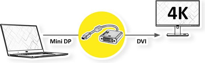 Actual product image Roline GOLD 4K Mini DisplayPort-DVI Adapter, Active, v1.2, Mini DP ST (DVI, 4.50 cm)
