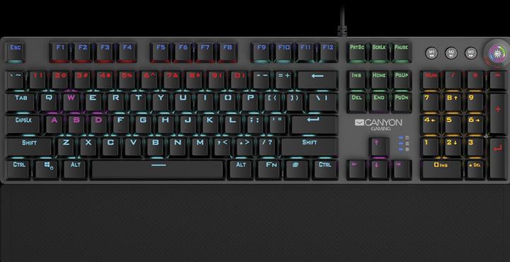Immagine prodotto Canyon Tastiera meccanica da gioco Nightfall CND-SKB7-US, interruttore nero, LED, layout USA (US, Cablato)