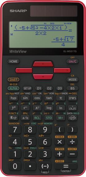 Actual product image Sharp SH-ELW531TG Pocket Calculator with display Black, Red (Batteries, Solar cells)
