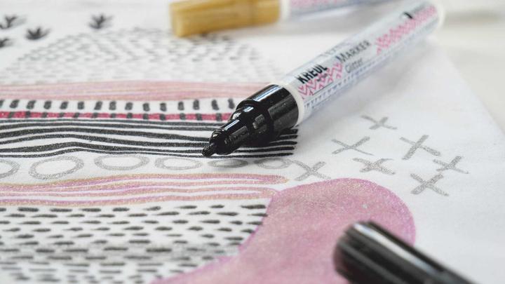 Actual product image Magni 92651 - Textile marker set glitter, medium, 5 pieces, line width 2 to 4 mm, water-based (5x)