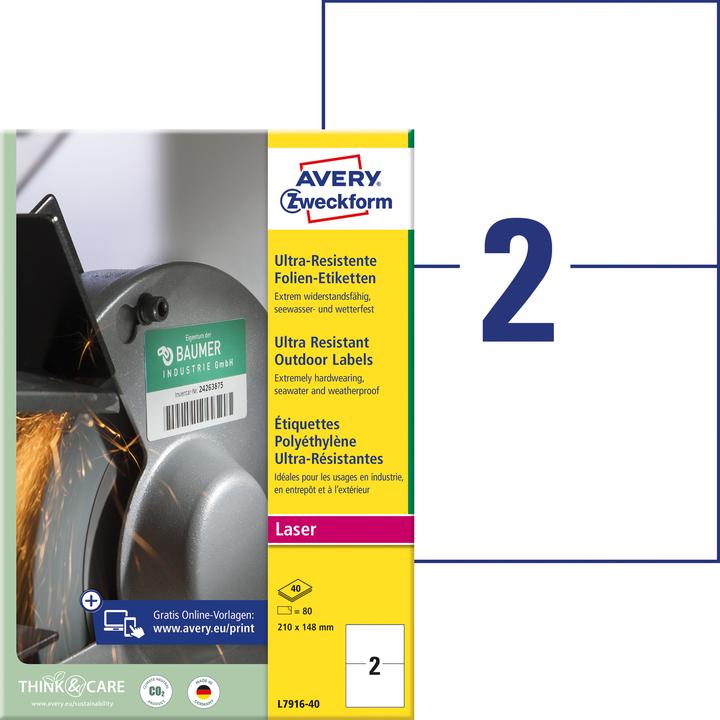 Immagine prodotto Avery SW. Etichette 210x148mm L7916-40 weiss, opaco, A4 40 Blatt