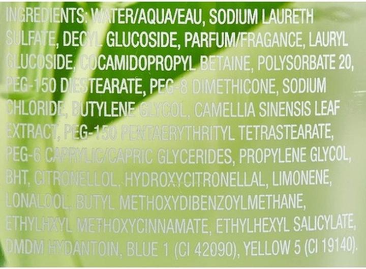 Nutritional values and ingredients Elizabeth Arden green tea (497 ml)