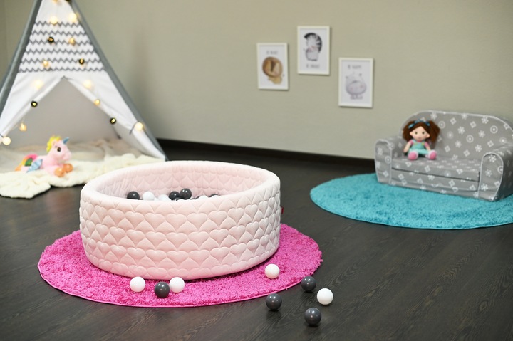 Image du produit Knorrtoys Piscine à balles soft - "Cosy heart rose" - 300 balles grey/cream