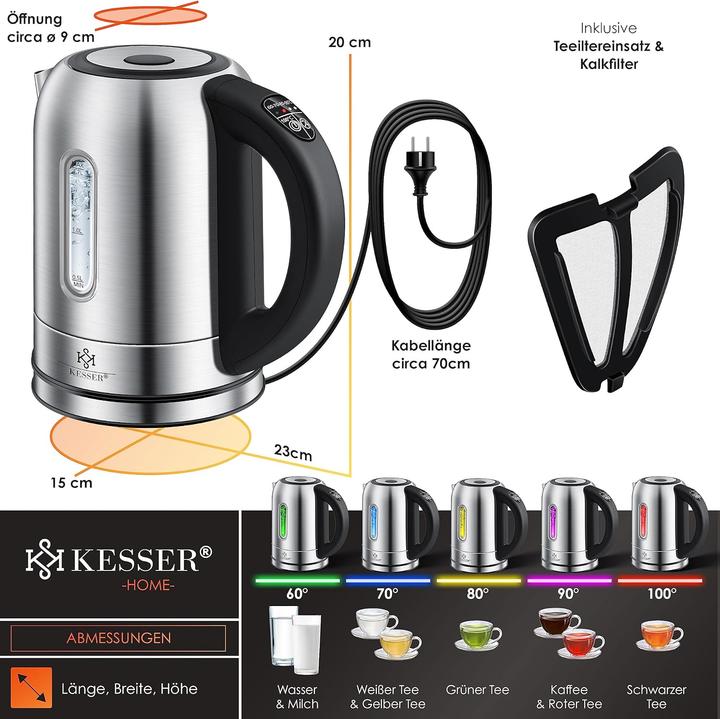 Immagine prodotto Kesser Wasserkocher mit LED & Teefiltereinsatz (1.70 l)