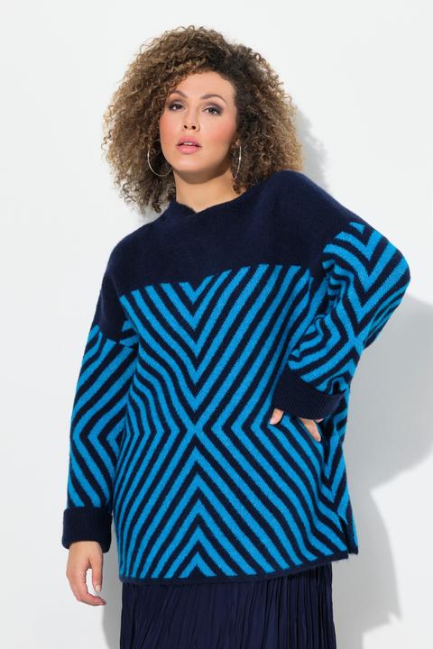 Produktbild Ulla Popken Pullover, grafisches Muster, Stehkragen, Langarm (58)