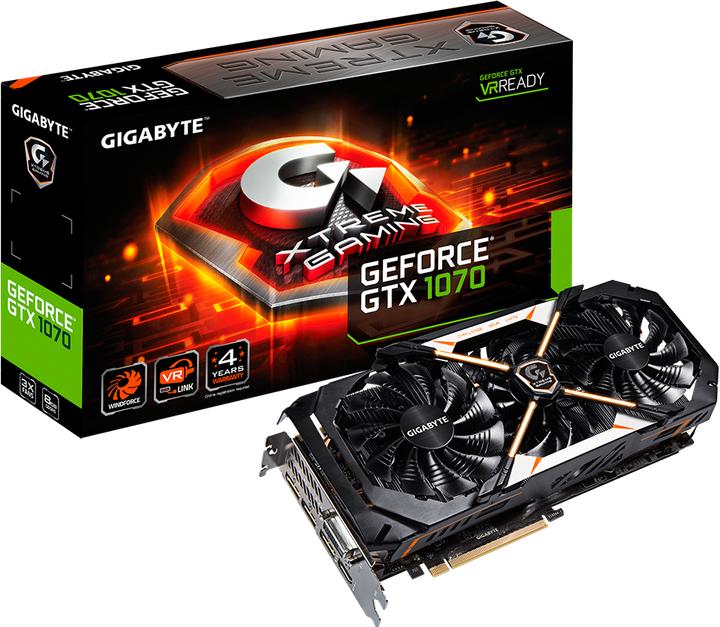 Produktbild Gigabyte GeForce GTX 1070 Xtreme Gaming (8 GB, GDDR5)