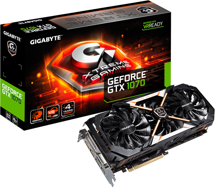 Produktbild Gigabyte GeForce GTX 1070 Xtreme Gaming (8 GB)
