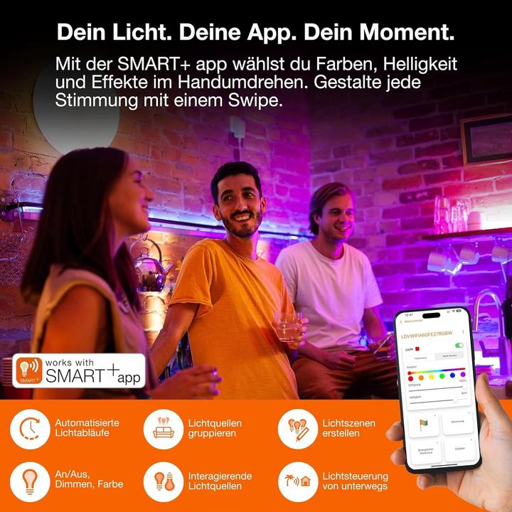 Produktbild Ledvance Flexible, erweiterbare LED-Strips mit RGB-Farbsteuerung und dimmbarem Weisslicht (RGB, 100 cm, Indoor)