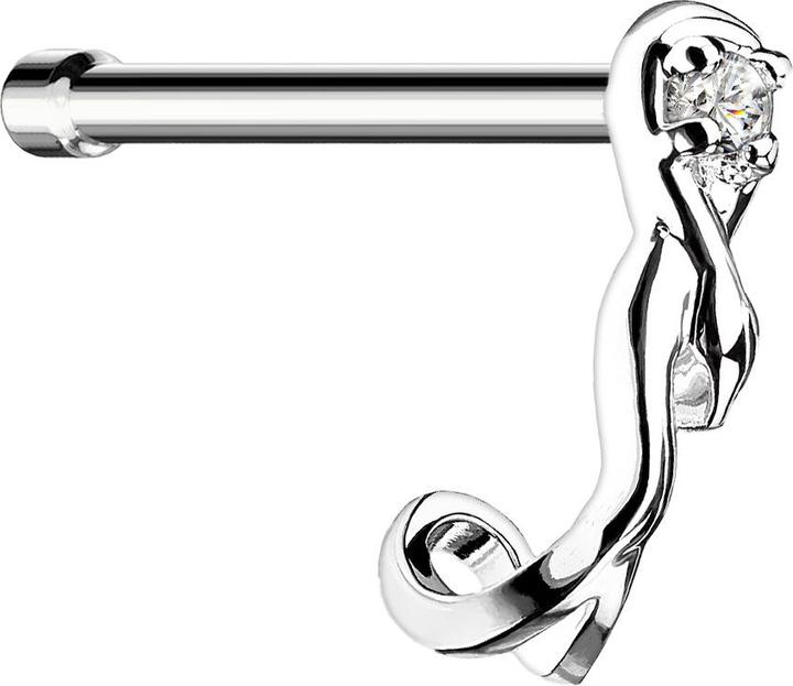 Immagine prodotto Star Piercing Borchia da naso dritta in serpente d'argento con cristallo (Ottone, Acciaio chirurgico 316L)