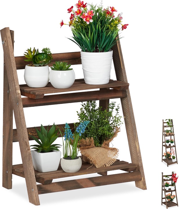 Relaxdays Dark Brown Wooden Plant Rack