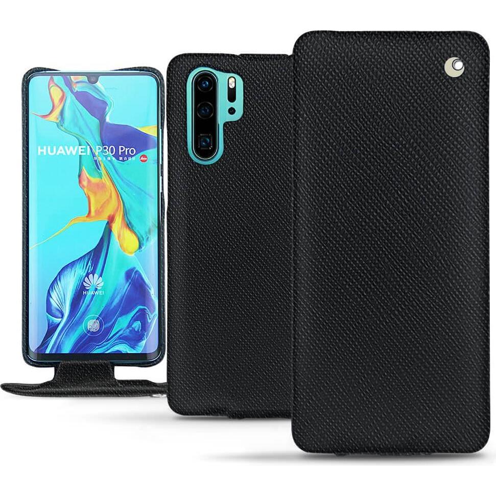 Noreve Lederschutzhülle vertikal (Huawei P30 Pro), Smartphone Hülle, Schwarz