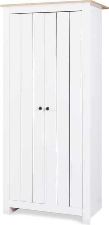 En.Casa Kleiderschrank Trorjam 175x80x52 cm Weiss/Eicheoptik (80 x 52 x 175 cm)