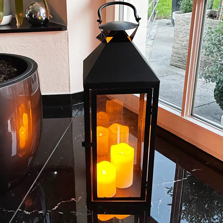 Actual product image Inda-Exclusiv Large garden lantern wind light black glass metal 54cm (1 x)